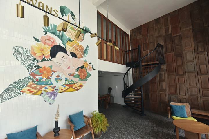 The mural and spiral stair